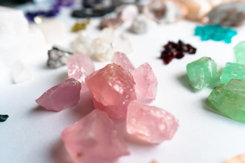 crystals for grief are on the table