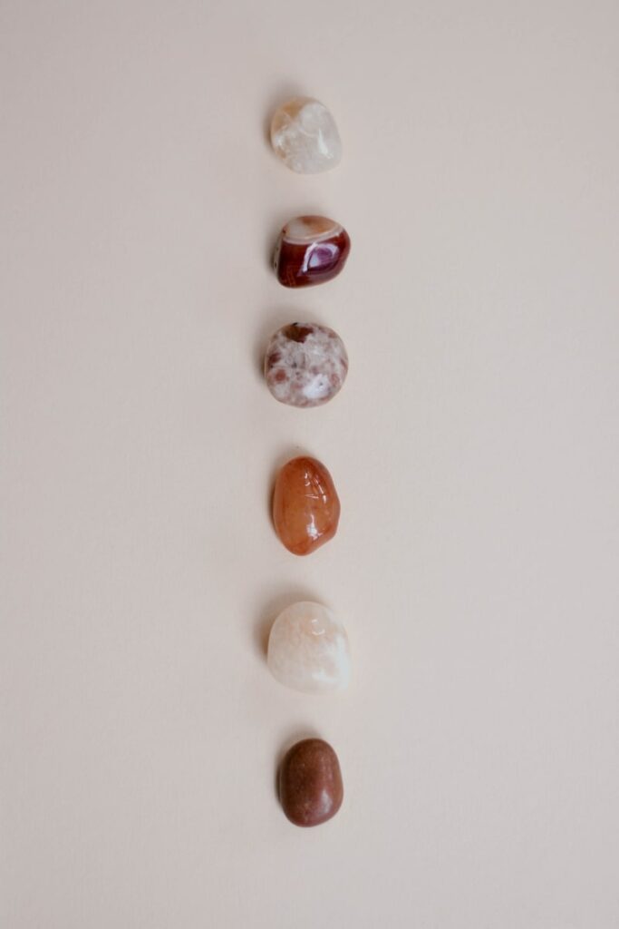 a red aventurine together with other gems